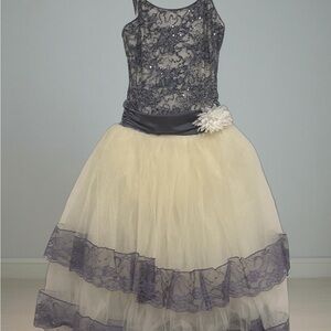 Revolution Sequined Lace Kids Costume in Navy and Cream